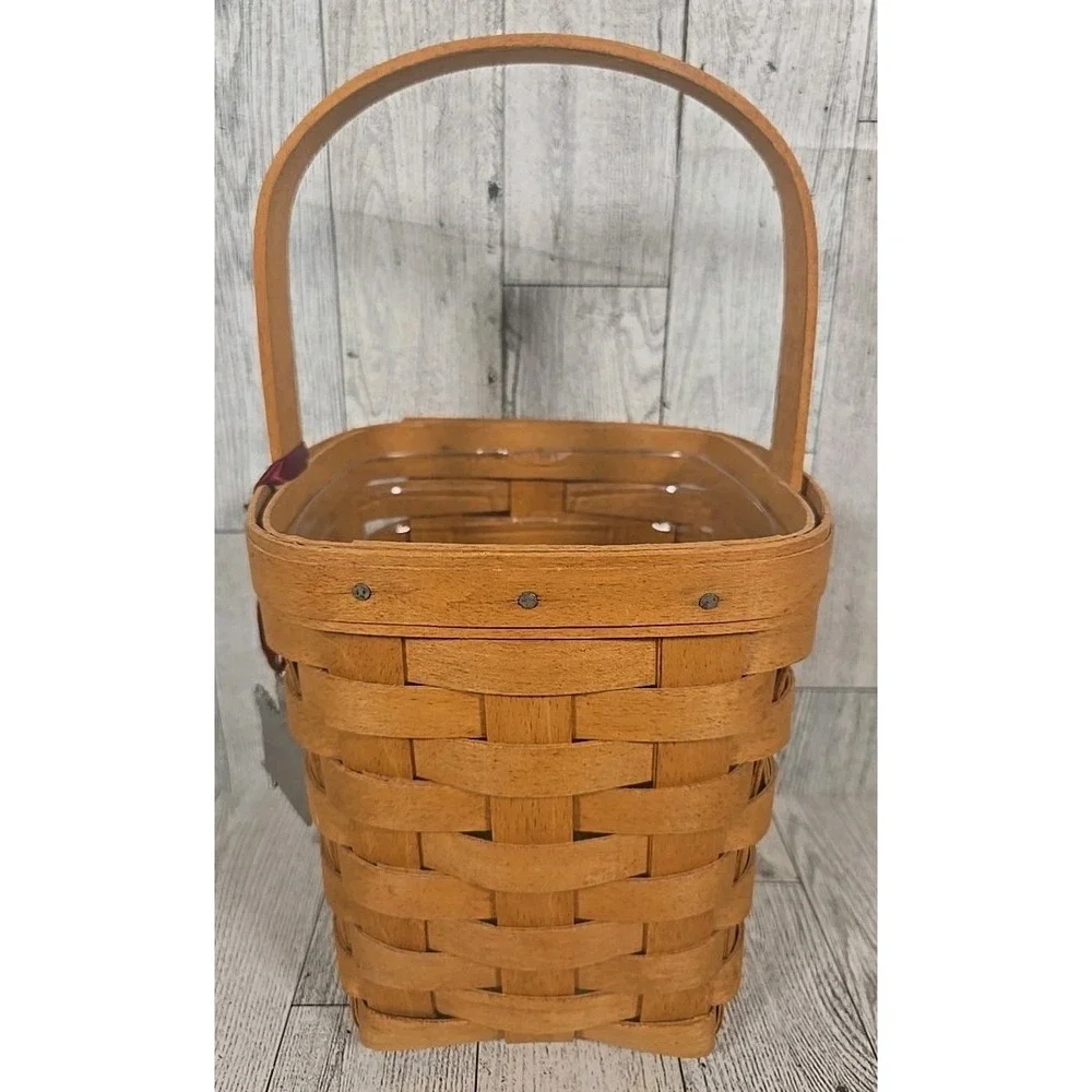 Longaberger Basket with Charm Vertical Handled 1993 Protector 10